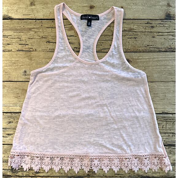 Derek Heart Women’s Pink Embroidered Sheer Tank Top Size S - Picture 1 of 8